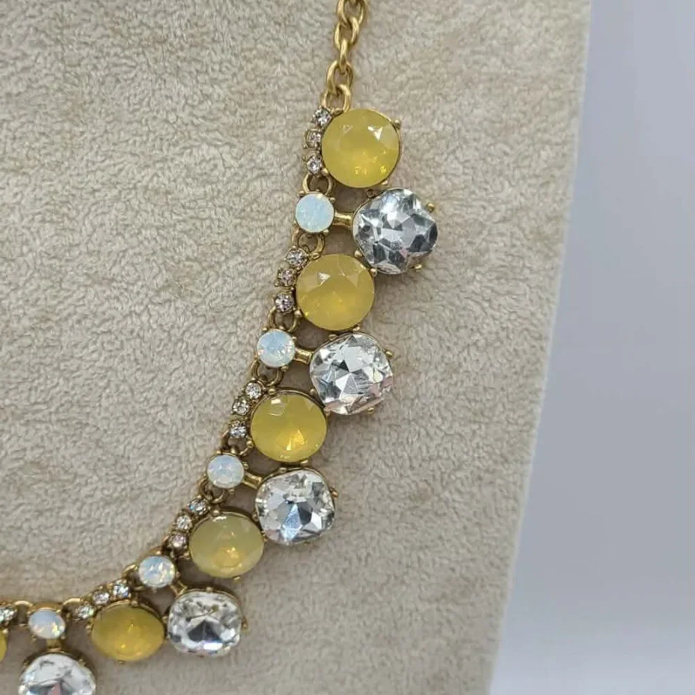 J Crew Factory Gold Tone Clear & Gold Crystal Necklace NWT!